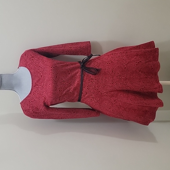 Jack Belted Fit & Flare Dress red & black Paisley Print Women’s size 4 - Picture 4 of 12